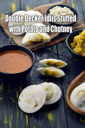 Double Decker Idlis Stuffed With Potato And Chutney Recipe
