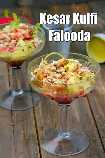 Kesar Kulfi Falooda Recipe (Kulfi With Falooda Sev)