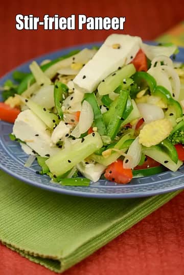 Stir-Fried Paneer Recipe (Broccoli And Baby Corn Salad)