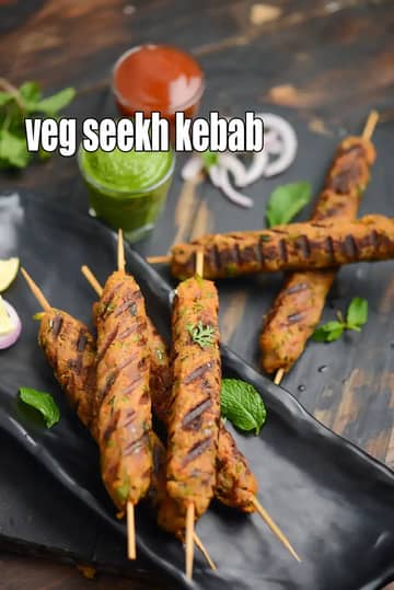 Veg Seekh Kabab Recipe (Indian Seekh Kabab Without Tandoor)