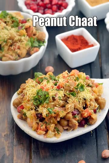 Peanut Chaat Recipe (Indian Peanut Chaat With Tomatoes)