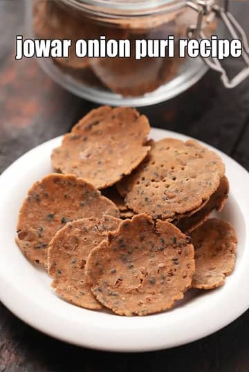 Jowar Onion Puri Recipe (Baked Indian Jowar Puri)