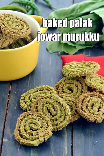 Baked Palak Jowar Murukku Recipe (Indian Baked Jowar Chakli)