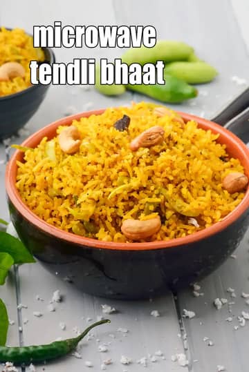 Microwave Tendli Bhaat Recipe (Instant Ivy Gourd Rice)