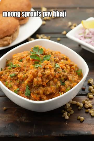 Moong Sprouts Pav Bhaji Recipe (Sprouts Ki Pav Bhaji)