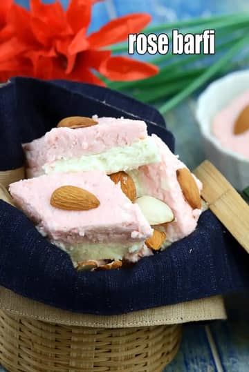 Rose Barfi Recipe (Instant Indian Rose Burfi)