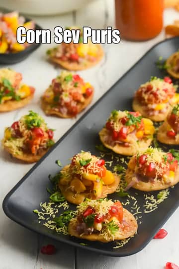 Gluten Free Corn Sev Puri Recipe (Maize Flour Sev Puris)