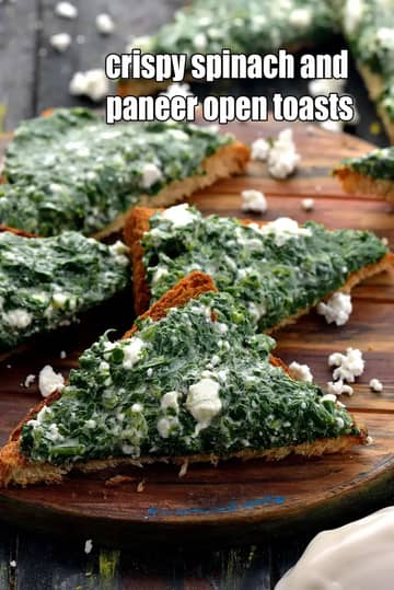 Crispy Spinach And Paneer Open Toasts Recipe