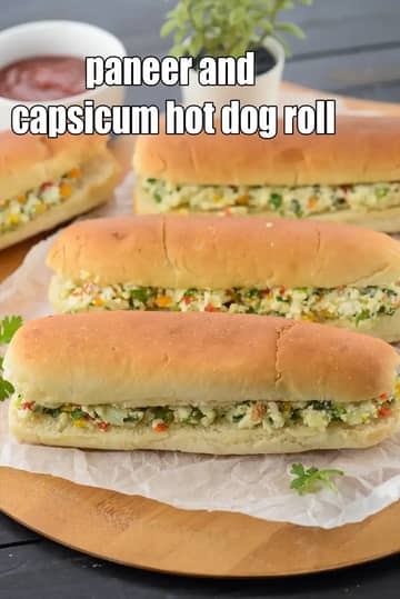 Paneer And Capsicum Hot Dog Roll Recipe