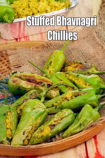 Stuffed Bhavnagri Chillies Recipe (Bharela Moong Dal Marcha)