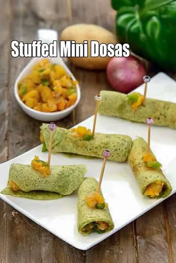 Stuffed Mini Dosas Recipe (Indian Chaat Recipes)