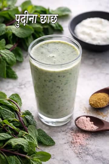 पुदीना छाछ रेसिपी (ठंडा पुदीना छाछ पेय)
