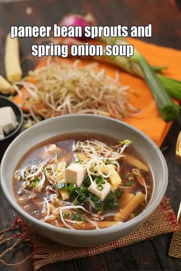 Paneer Bean Sprouts And Spring Onion Soup Recipe