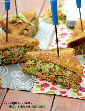 Cabbage and Carrot Double Decker Sandwich