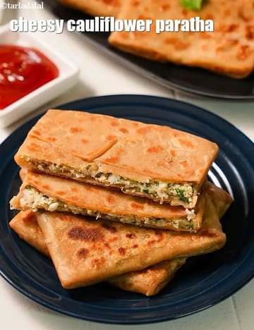 Cheesy Cauliflower Paratha Recipe