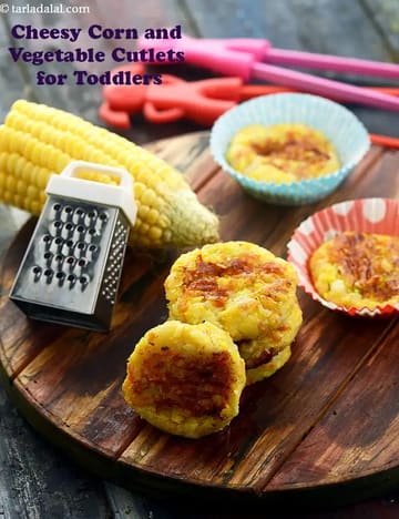 Cheesy Corn Vegetable Cutlets For Toddlers Recipe
