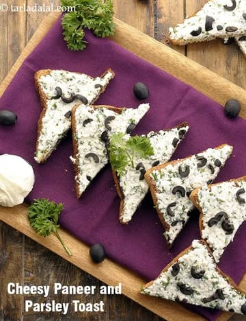 Cheesy Paneer Parsley Toast Recipe