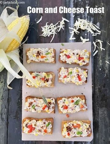 Corn And Cheese Toast Recipe (Indian Cheese Corn Toast)