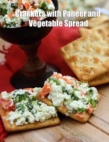 Crackers With Paneer And Vegetable Spread Recipe