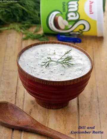 Dill And Cucumber Raita Recipe (Suva And Kakdi Raita)