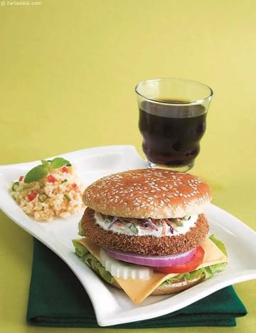 Falafel Burger Recipe (Lebanese Vegetarian Burger)