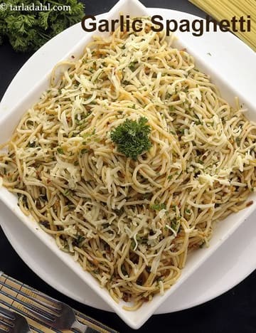 Garlic Spaghetti Recipe (Indian Style Garlic Pasta)