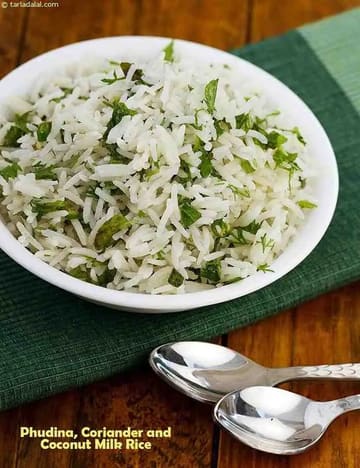Phudina Recipe (Coriander And Coconut Milk Rice)