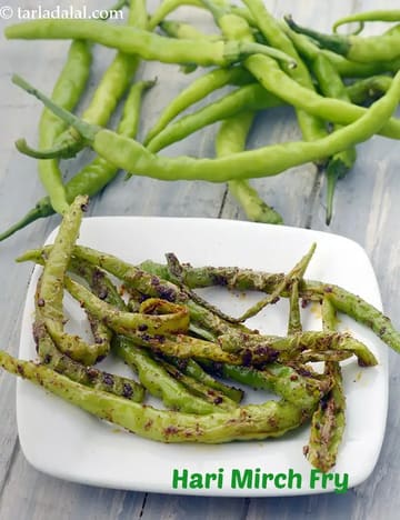 Hari Mirch Fry Recipe (Indian Mirchi Fry)