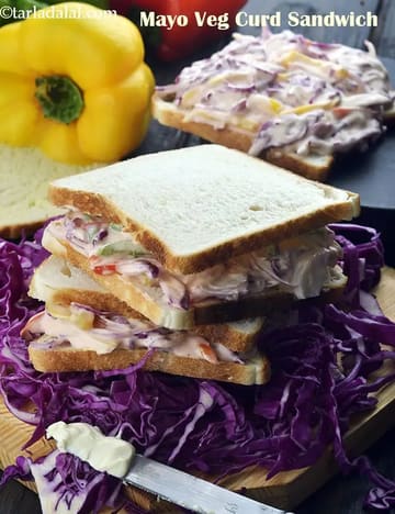 Veg Curd Sandwich Recipe (Curd Sandwich With Mayo)