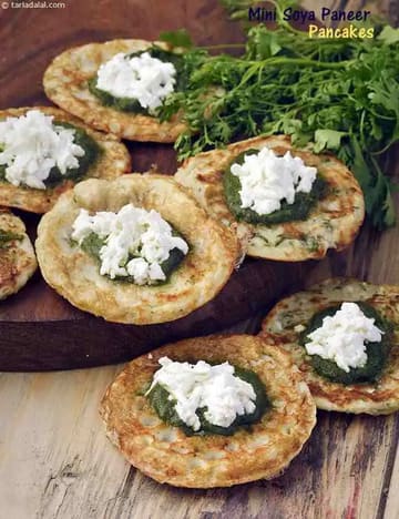 Mini Soya Paneer Pancakes ( Healthy Starter ) Recipe