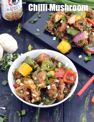 Chilli Mushroom Recipe (Indian Chilli Mushroom Dry)