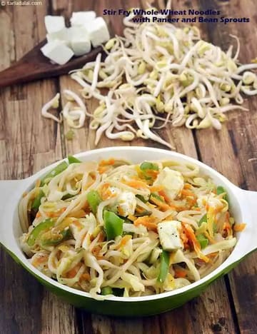 Stir Fry Whole Wheat Noodles With Paneer And Bean Sprouts Recipe