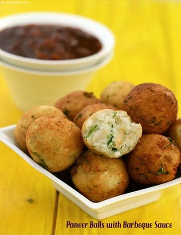 Paneer Balls With Barbeque Sauce Recipe