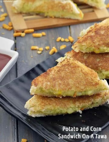 Potato And Corn Sandwich On A Tawa Recipe