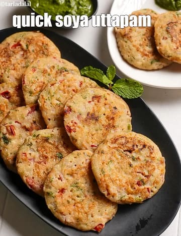 Soya Uttapam Recipe (Soy Vegetable Uttapam)