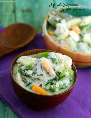 Mixed Vegetable White Korma Recipe (Indian Recipes)