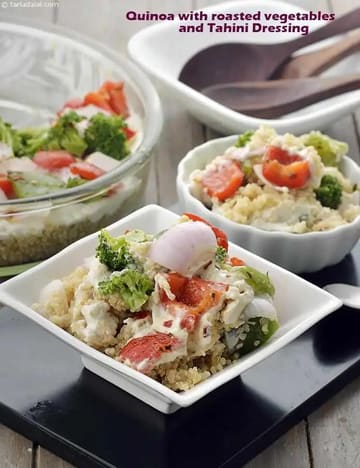 Quinoa With Roasted Vegetables And Tahini Dressing Recipe