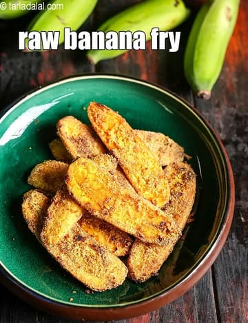 Raw Banana Fry Recipe (Banana Rava Fry)