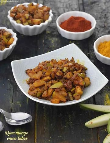 Raw Mango Onion Subzi Recipe