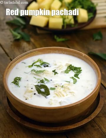 Red Pumpkin Pachadi Recipe (Kerala Style Mathanga Pachadi)