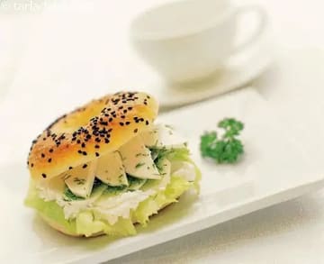 Sesame Bagel With Cucumber And Sour Cream Recipe
