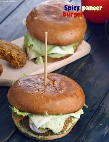 Spicy Paneer Burger Recipe (Paneer Burger)