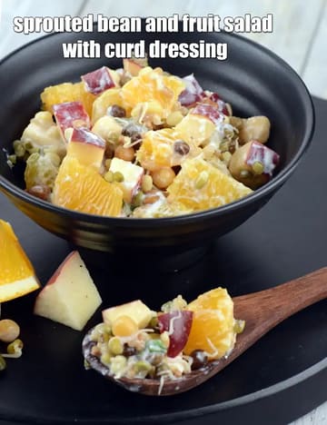 Sprouted Bean And Fruit Salad With Curd Dressing Recipe