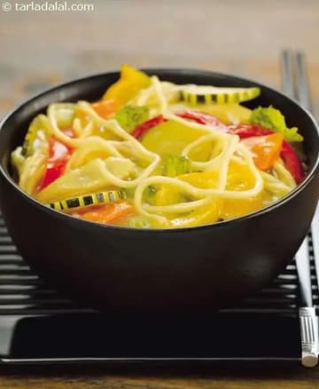Vegetable And Noodle Stir-Fry In Creamy Sauce Recipe