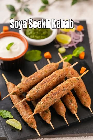 Soya Seekh Kebab (Vegetarian Seekh Kebab Recipe