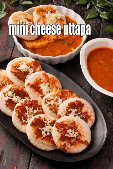 Mini Cheese Uttapa Recipe (Cheese Uttapam)