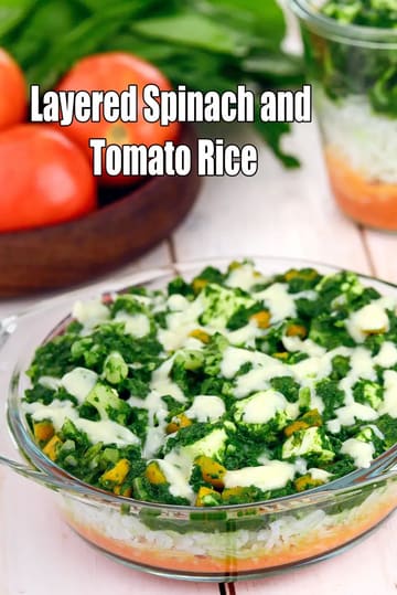 Layered Spinach And Tomato Rice Recipe