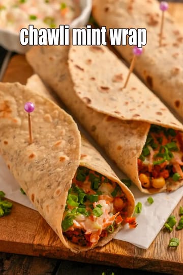 Chawli Mint Wrap Recipe (Indian Style Chawli Wrap)