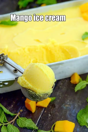 Mango Ice Cream Recipe (Homemade Indian Mango Ice Cream)