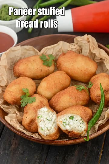 Paneer Stuffed Bread Rolls Recipe